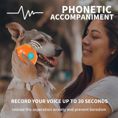 Show full view: allforpaws Calming Pals Anti Anxiety Speaking Ball Dog Toy, Orange, 3.14-in slide 4 of 9