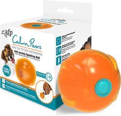 allforpaws Calming Pals Anti Anxiety Speaking Ball Dog Toy, Orange, 3.14-in