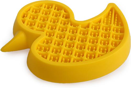Show full view: allforpaws Calming Pals Bath Anti Anxiety Duck Refill Treat Dispensing Dog Toy, Yellow, 4.53 x 4.13 x 0.98-in slide 3 of 4