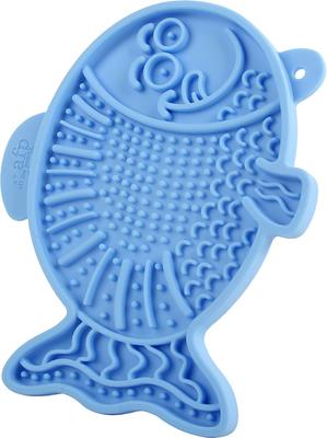 Show full view: allforpaws Calming Pals Lick A Fish Refill Treat Dispensing Cat Toy, Blue, 7.1 x 5.8 x 0.6-in slide 6 of 6