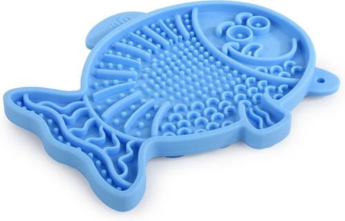 Show full view: allforpaws Calming Pals Lick A Fish Refill Treat Dispensing Cat Toy, Blue, 7.1 x 5.8 x 0.6-in slide 5 of 6