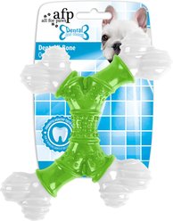 allforpaws Dental X-Bone Chew Dog Toy, Green, 7.8 x 7.0 x 1.3-in