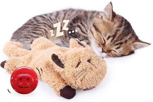Show full view: allforpaws Lambswool Snoring Cuddler Plush Cat Toy, Brown, 11.4 x 6.1 x 2.17-in slide 9 of 10