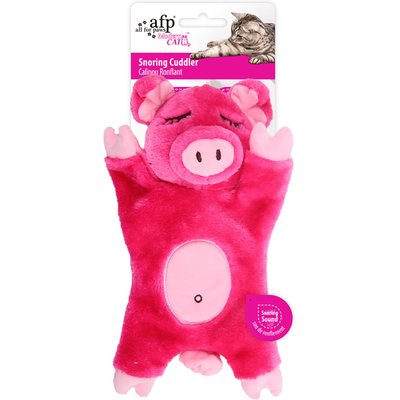 allforpaws allforpaws Snoring Cuddler Pig Modern Plush Cat Toy, Pink, 10.6 x 4.7 x 2.56-in