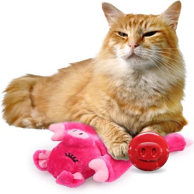 Show full view: allforpaws Snoring Cuddler Pig Modern Plush Cat Toy, Pink, 10.6 x 4.7 x 2.56-in slide 2 of 8