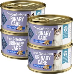 Blue Buffalo True Solutions Urinary Care Chicken Pate Wet Cat Food, 3-oz can, case of 4