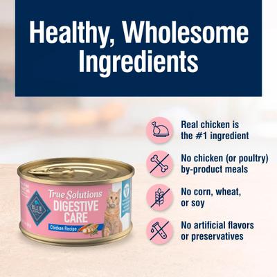 Show full view: Blue Buffalo True Solutions Digestive Care Formula Wet Cat Food, 3-oz can, case of 4 slide 7 of 13