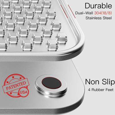 Show full view: Feedoo Double Layer Chew Proof & Whisker Friendly Non-Skid Stainless Steel Dog & Cat Lick Mat, Large slide 3 of 9