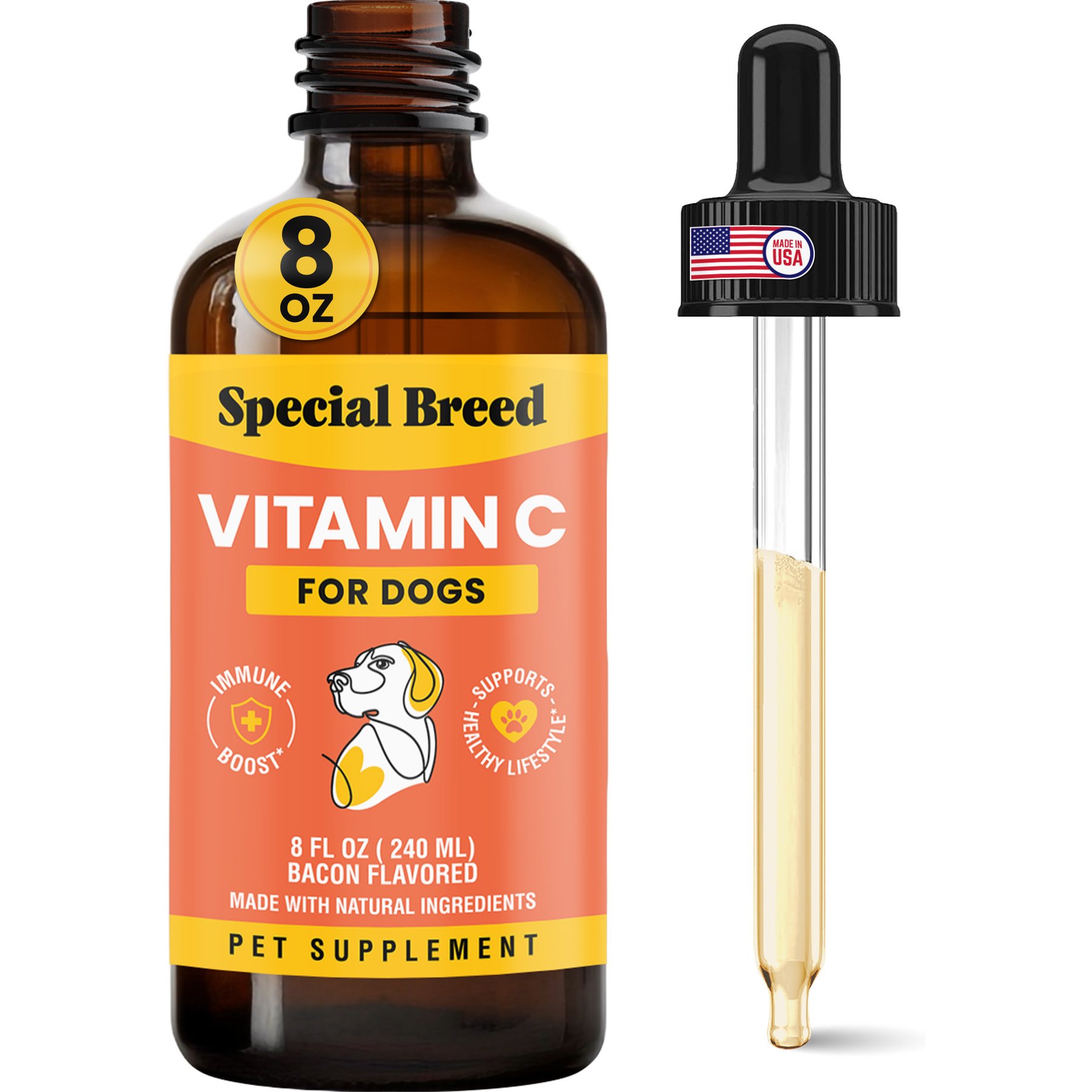 Special Breed Vitamin C Bacon Flavored Liquid Immune Supplement for Dogs, 8-fl oz bottle
