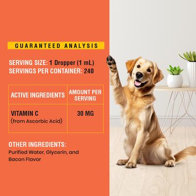 Show full view: Special Breed Vitamin C Bacon Flavored Liquid Immune Supplement for Dogs, 8-fl oz bottle slide 5 of 7