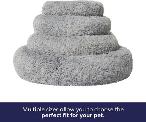 Show full view: Frisco Long Faux Fur Donut Cat & Dog Bed, Smoky Gray, X-Large slide 6 of 9
