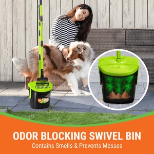 Pupzle Dog Pooper Scooper with Bag Attachment, Lavender Scented, Green, 25 Refill bags