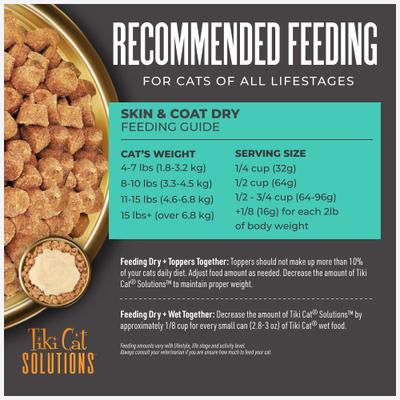 Show full view: Tiki Cat Solutions Skin & Coat Salmon & Herring Grain-Free Dry Cat Food, 5.6-lb bag slide 7 of 13
