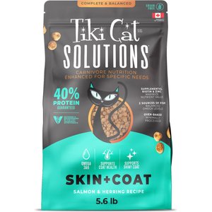 Tiki Cat Solutions Skin & Coat Salmon & Herring Grain-Free Dry Cat Food, 5.6-lb bag