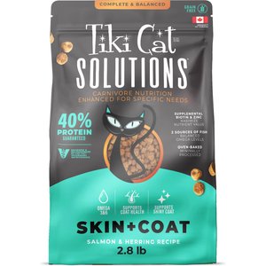 Tiki Cat Solutions Skin & Coat Salmon & Herring Grain-Free Dry Cat Food, 2.8-lb bag