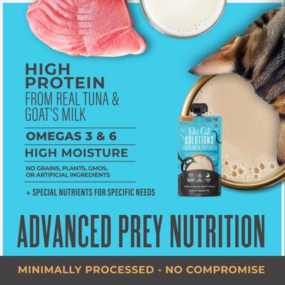 Show full view: Tiki Cat Solutions Liquid Meal Replacer Tuna in Goat's Milk Wet Cat Food, 6-oz spout pouch, case of 6 slide 5 of 13