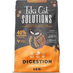 Tiki Cat Solutions Digestion Lamb & Egg Grain-Free Dry Cat Food, 5.6-lb bag