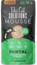 Tiki Cat Solutions Mousse Dental Chicken Recipe in Broth Grain-Free Wet Cat Food, 2.4-oz pouch, case of 12