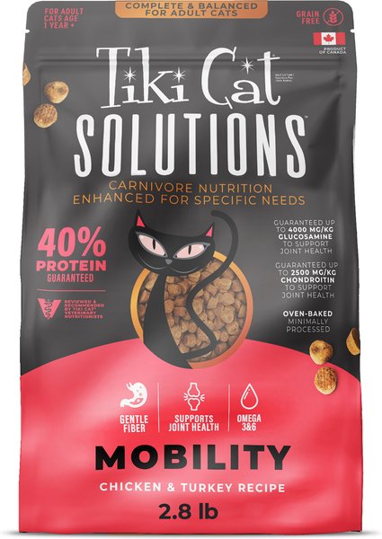 Show full view: Tiki Cat Solutions Mobility Chicken & Turkey Grain-Free Dry Cat Food, 2.8-lb bag slide 1 of 13
