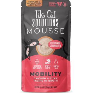 Tiki Cat Solutions Mousse Mobility Grain-Free Wet Cat Food, 2.4-oz pouch, case of 12