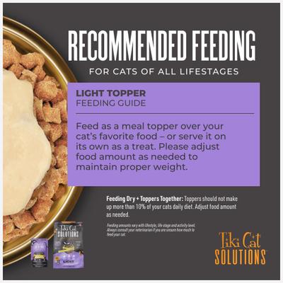 Show full view: Tiki Cat Solutions Light Chicken & Turkey Recipe in Broth Wet Cat Food Topper, 1.5-oz pouch, case of 12 slide 7 of 13