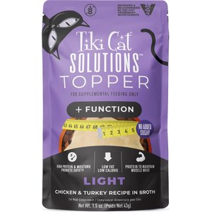 Tiki Cat Solutions Light Chicken & Turkey Recipe in Broth Wet Cat Food Topper, 1.5-oz pouch, case of 12