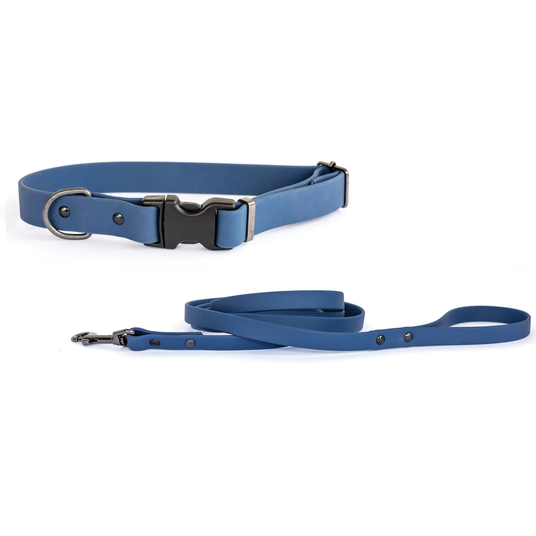 Euro-Dog Waterproof Style Dog Collar & Leash Set, Blue Jeans, Medium: 12 to 17-in neck, 3/4-in wide