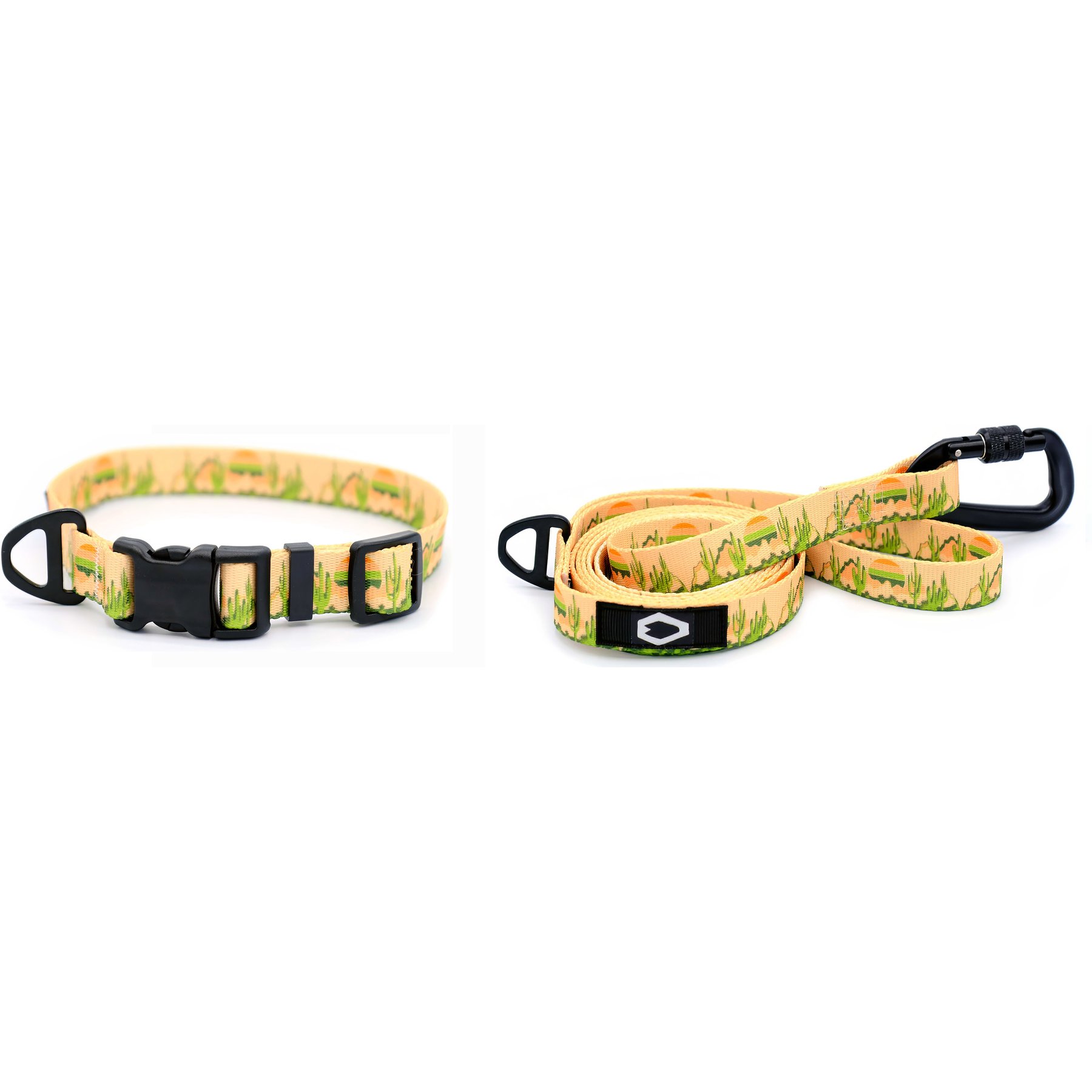 Euro-Dog Outdoor Style Nylon Dog Collar & Leash Set, Cactus Cream, Small: 11 to 16-in neck, 5/8-in wide