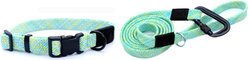 Euro-Dog Adventure Style Mountain Climbing Rope Dog Collar & Leash Set, Mountain Wave, Large: 15 to 24-in neck, 1-in wide