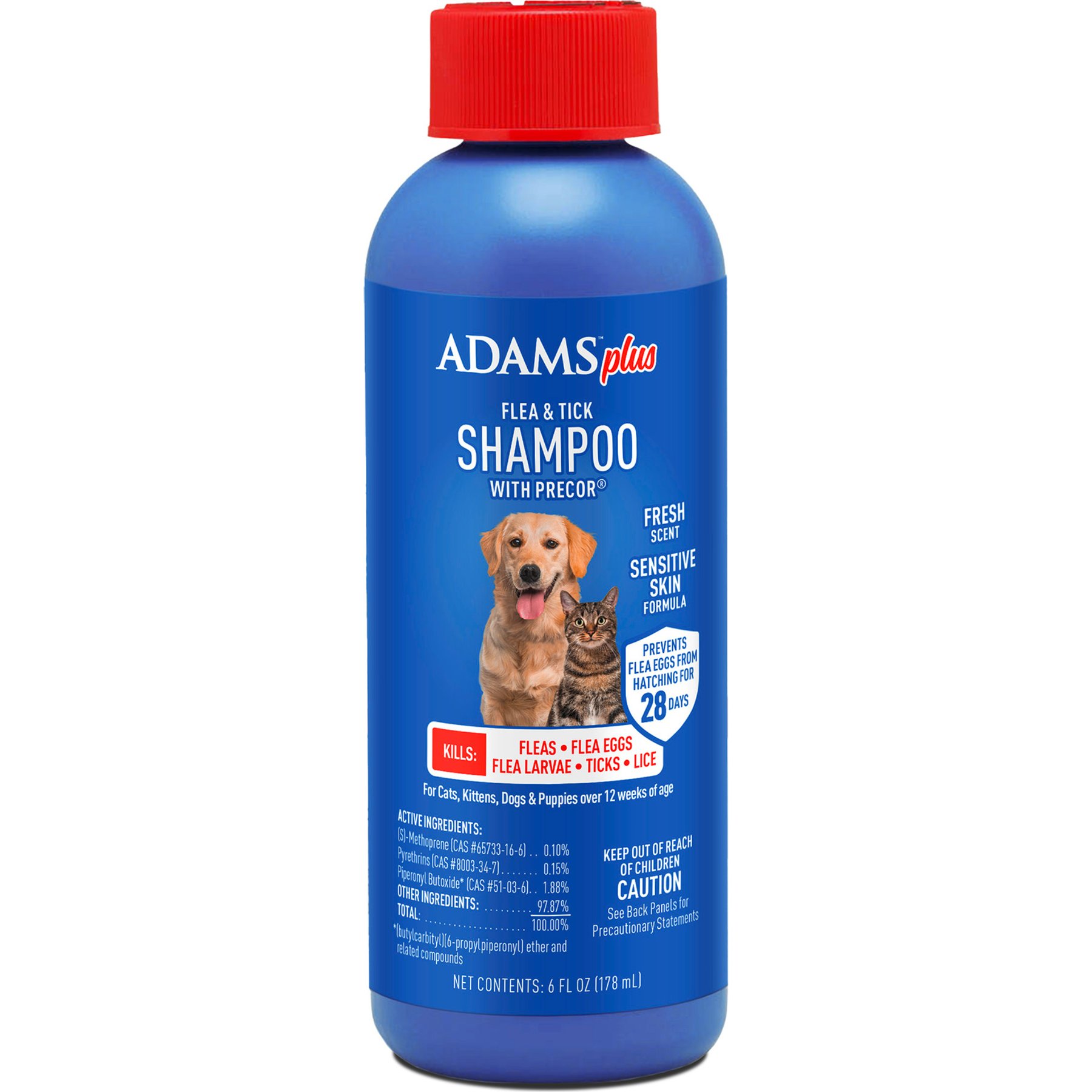 ADAMS Plus Flea & Tick Shampoo Sensitive Skin for Cats & Dogs, 6-fl oz bottle