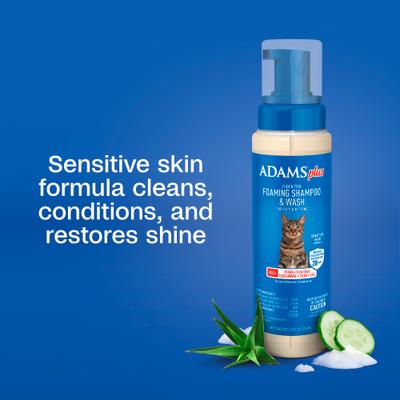 Show full view: Adams Plus Sensitive Skin Formula Flea & Tick Foaming Cat Shampoo, 10-fl oz bottle slide 5 of 12