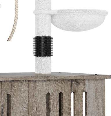 Show full view: Wooflex 2-in-1 Modern Tower Combo 53.5-in Flannel Cat Tree & Condo with Litter Box Enclosure, Gray slide 8 of 10