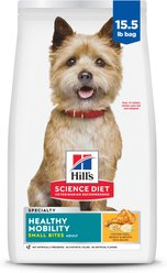 Hill's Science Diet Adult Healthy Mobility Small Bites Chicken Meal, Brown Rice & Barley Recipe Dry Dog Food, 15.5-lb bag