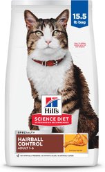 Hill's Science Diet Adult Hairball Control Chicken Recipe Dry Cat Food, 15.5-lb bag