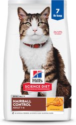 Hill's Science Diet Adult Hairball Control Chicken Recipe Dry Cat Food, 7-lb bag