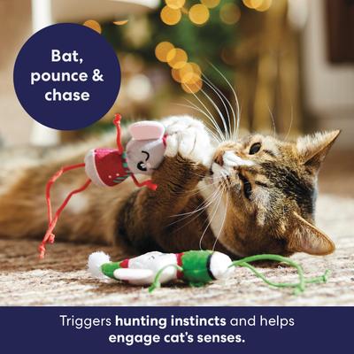 Show full view: Frisco Holiday Mice Plush Dangly Cat Toy with Catnip & Silvervine, 2 count slide 4 of 8