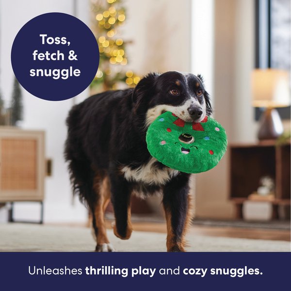 Show full view: Frisco Holiday Wreath Plush Squeaky Dog Toy, Medium/Large slide 4 of 8
