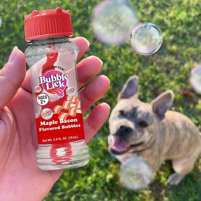 Show full view: Bubble Lick Maple Bacon Flavored Bubbles Dog Toy, 2.5-fl oz bottle slide 4 of 5
