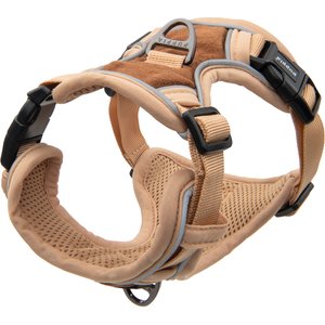 Puppia Terry H Suede Adjustable No-Pull Dog Harness, Beige, Large