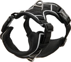 Puppia Terry H Suede Adjustable No-Pull Dog Harness, Black, Medium