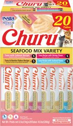 Inaba Churu Seafood Variety Creamy Puree Grain-Free Lickable Cat Treats. 0.5-oz tube, 20 count slide 1 of 9