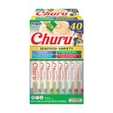 Inaba Churu Tuna & Seafood Variety Creamy Puree Grain-Free Lickable Cat Treats, 0.5-oz tube, 40 count