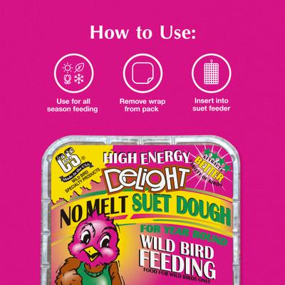 Show full view: C&S High Energy Delight No Melt Suet Dough Wild Bird Food, case of 8 slide 6 of 12
