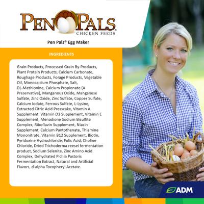Show full view: ADM Pen Pals Egg Maker 16% Protein Crumbles Chicken Feed, 50-lb bag slide 3 of 7