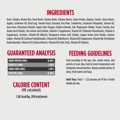 Show full view: Nulo Gently-Cooked Meals Duck & Quinoa Recipe Wet Dog Food, 9-oz pouch, case of 8 slide 5 of 13