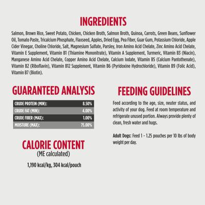 Show full view: Nulo Gently-Cooked Meals Salmon & Brown Rice Recipe Wet Dog Food, 9-oz pouch, case of 8 slide 5 of 12