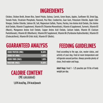 Show full view: Nulo Gently-Cooked Meals Chicken & Quinoa Recipe Wet Dog Food, 9-oz pouch, case of 8 slide 5 of 12