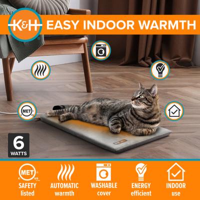 Show full view: K&H Pet Products Thermo-Kitty Mat Heated Cat Bed, Gray  slide 5 of 12