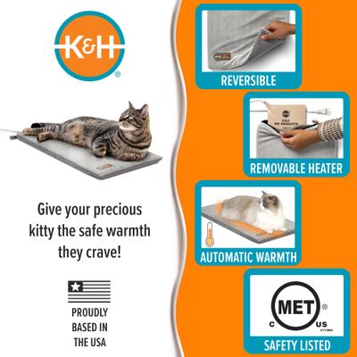 Show full view: K&H Pet Products Thermo-Kitty Mat Heated Cat Bed, Gray  slide 4 of 12