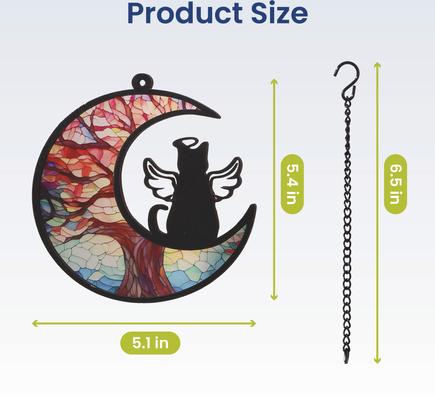 Show full view: PawsPik Personalized Angel Memorial Cat Suncatcher with Sympathy Card slide 9 of 11